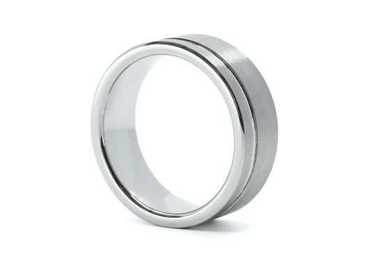 The "Costello" Tungsten Ring with Polished Detail