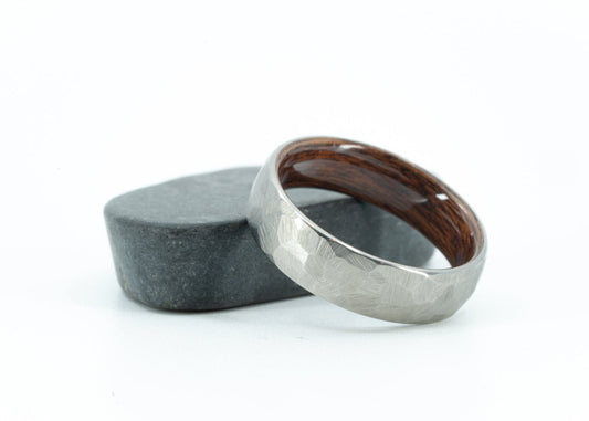 Size 8.5 Closeout Ring: "Boseman" Titanium + Rosewood