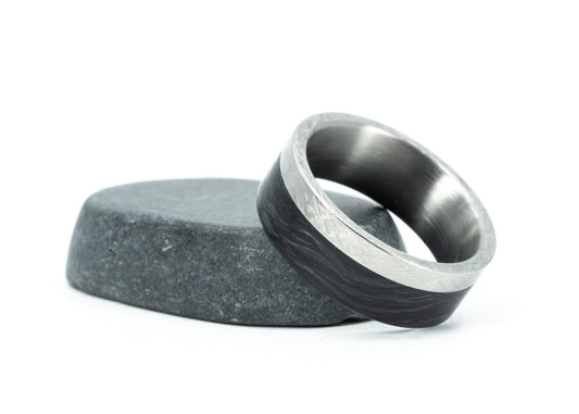 Size 8.5 Closeout Ring: "Eklipse" Titanium & Carbon