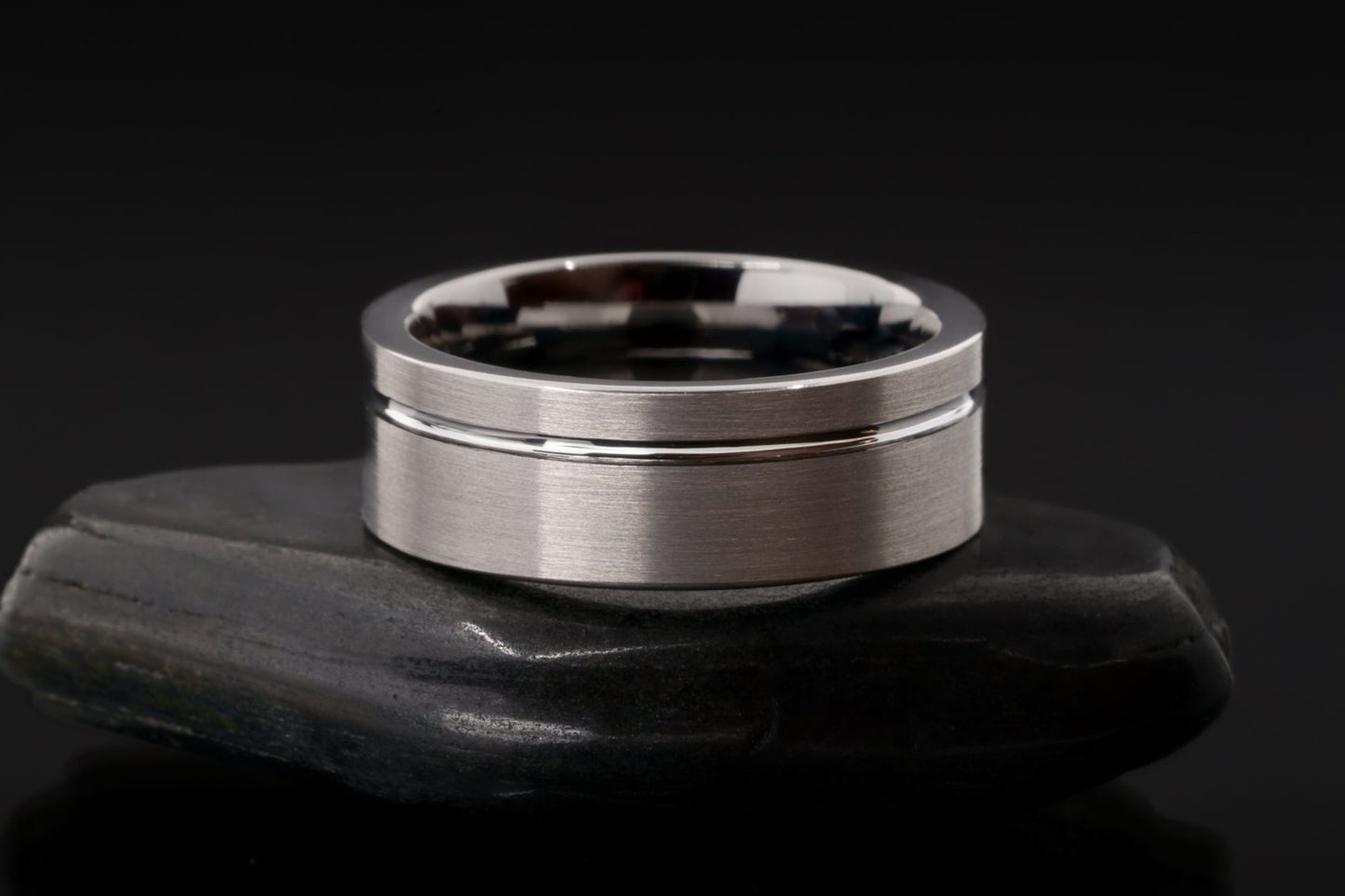 The "Costello" Tungsten Ring with Polished Detail