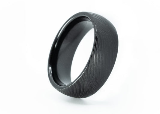 Black Tungsten "Crenshaw" Damascus Ring