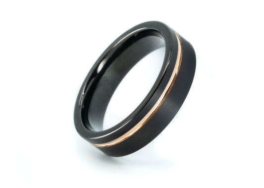 Black Tungsten "Elliot" with Rose Gold Inlay